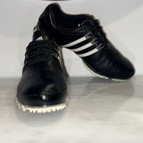 Adidas Tour360 Golf Shoes Men’s 13 Black White Leather Spiked Cleats FitFOAM
